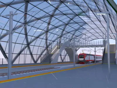 Railway stations and bridge 3D Model Collection