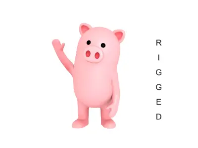 Rigged Pig Character 3D model