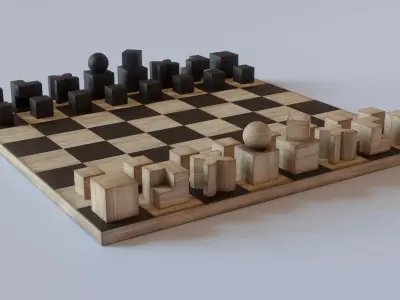 Bauhaus Chess Low-poly 3D model