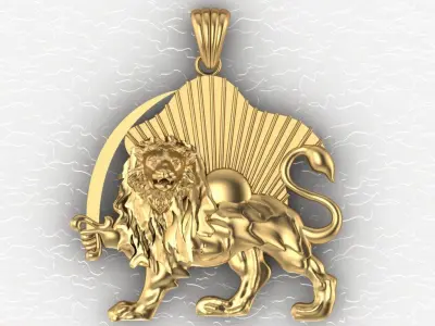 lion and sun pendant 3D print model