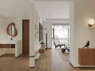 Modern living room dining room interior scenes 483 3D model