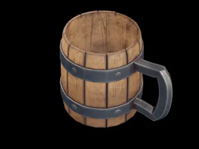 Wooden Mug Low-poly 3D model