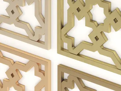 Arabic Islamic pattern decorative gold plaster Free 3D model