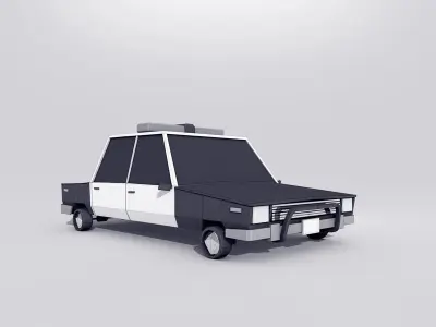 Cartoon Low Poly Police Car 3D model