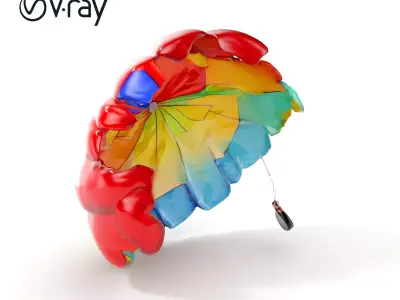 Vibrant Parachute Model Pack for Interactive Graphics Low-poly 3D model