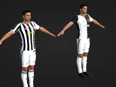 Cristiano Ronaldo - Juventus  - Two Models Low-poly 3D model