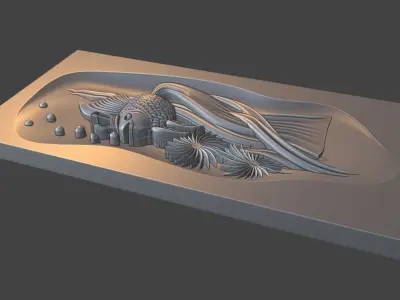 Fish Princess Bas Relief Design Artcam file 3D print model
