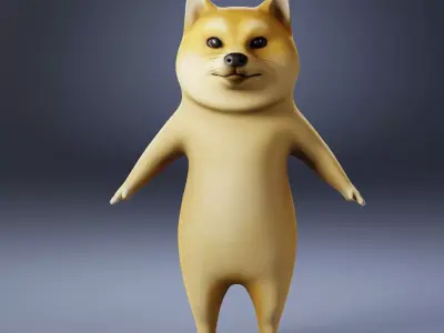 Dog cartoon character Low-poly 3D model