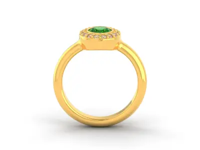 D-1040 oval emerald and diamond ring gold 3D print model