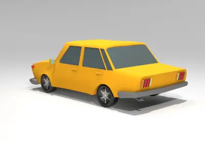 Classic yellow car Low-poly 3D model