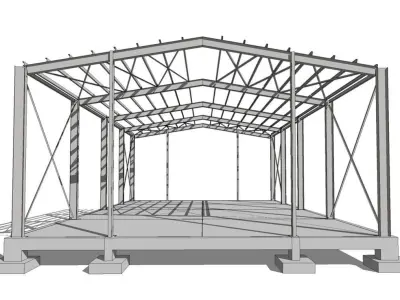 Warehouse G steel structure in Revit 3D model