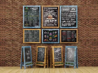 restaurant chalkboard 05 plants 3D model