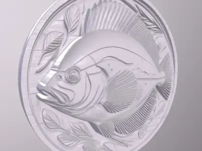 Flounder Fish 1 basrelief for 3D printing 3D print model