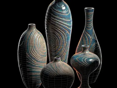 Decorative Vase Set Low-poly 3D model
