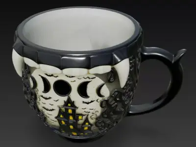 Haunted Moonlit Castle Mug 3D print model