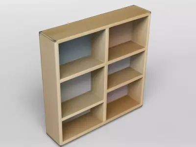 Minimalist Wooden Wall Shelf with Pastel Back Panels 3D model