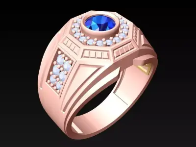 Diamond Rings - Mens Ring - N6196 3D print model