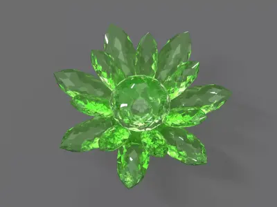 Glass Flower Showpiece Green Low-poly 3D model