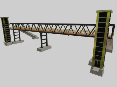 Steel Pedestrian Bridge-Elevator-Escalator-Truss Type-23 3D model