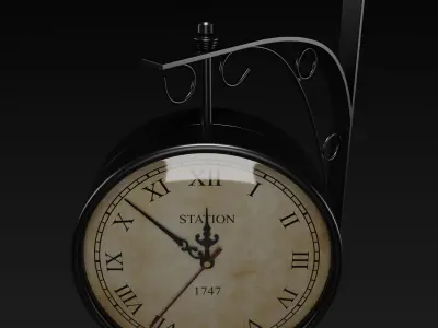 Antique Clock Station 3D model