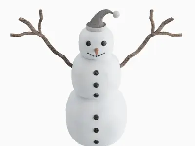 Snowman 01   Low-poly 3D model