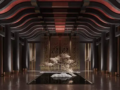 Chinese hotel lobby 3D model