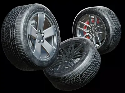 Car Tires Pack Low-poly 3D model