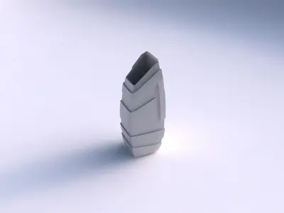 Vase bent rectangle with sharp ribbons 3D print model