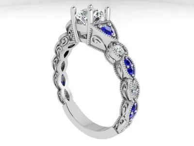 Round Diamond Milgrain Ring 3517 3D print model