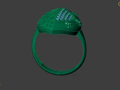 Women Ring With Stone Diamond Ready STL 3DM Models Womens Rings 3D print model 16