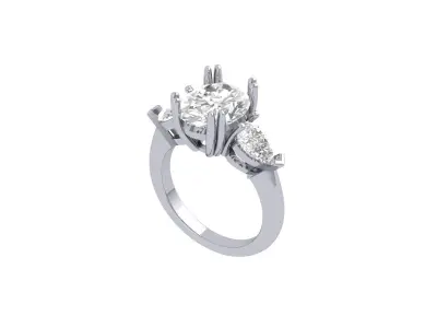 Oval 3 Stone Bridal Ring 3D print model