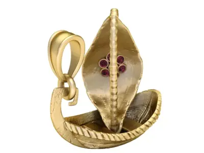 Golden Sailboat Pendant   Nautical Jewelry 3D Model 3D print model