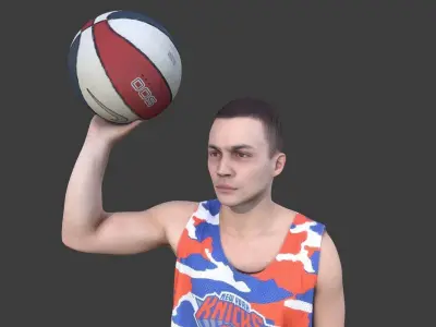Basketball Player With a Ball Low-poly 3D model