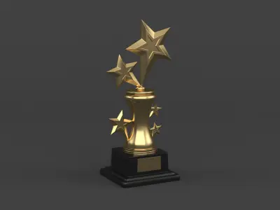 Gold Trophy Cups 3D model 7