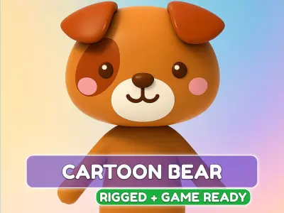 Cartoon Bear Animated  Low-poly 3D model
