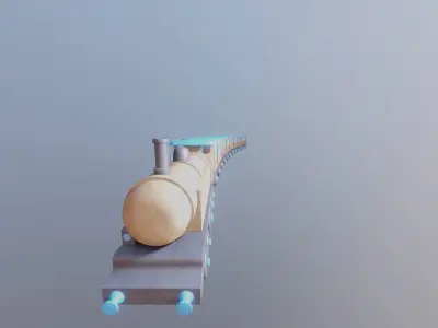 WOODEN LARGE TRAIN and CARRIAGES BUNDLE - RogueFilmProductions Low-poly 3D model