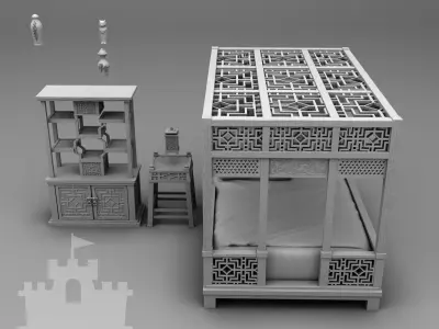 China interior 3 3D print model