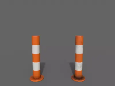PBR Bollard OrangeWhite Low-poly 3D model
