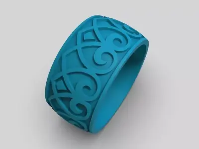 design Women ring with ornament 3dm stl 3D print model Free 3D print model