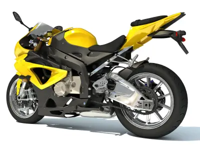 Yellow Sport Bike Racing Motorcycle 3D model