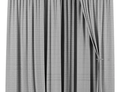 Curtain with rod 50 ptternend curtain HBH corona Low-poly 3D model