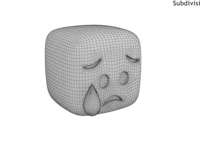 Emoji Sad Faces Low-poly 3D model
