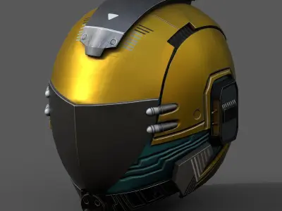 Helmet scifi fantasy space cyborg robot armor develop head Low-poly 3D model