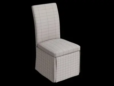 Skirted Parsons Natural Linen Chair Low-poly 3D model