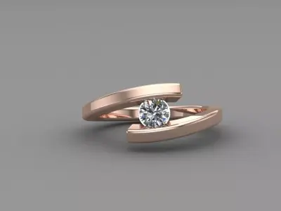Rose Gold Women Diamond Ring 3D print model 3D print model 8