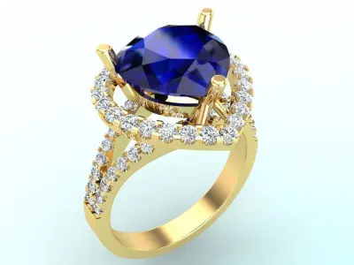 Gemstone rings - Teardrop stone ring - Diamond rings 3D print model