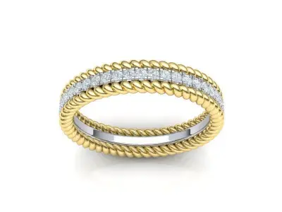 Rope Diamond Band Ring 3dmodel Three finger size 3D print model