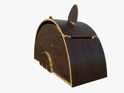 Pig Toy Box for Playing Equipments Child Room Wood Edition 3D model