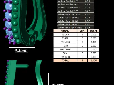 Classic Diamond Huggie Hoop Earring 3D print model