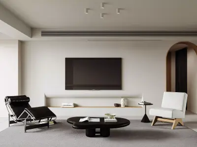 Modern living room dining room interior scenes  3D model 9